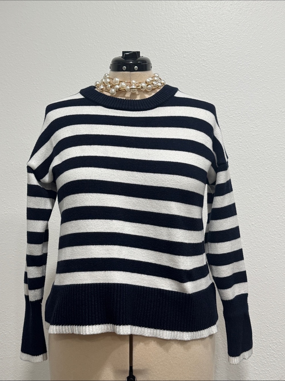 Philosophy Black & White Striped Long Sleeve Top